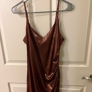 burgundy shiny mini dress